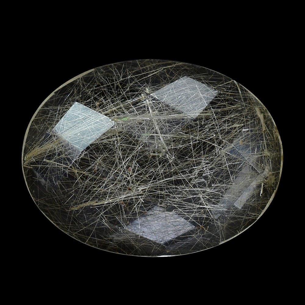 GOLDEN RUTILE QUARTZ CHECKER OVAL CAB 16X12MM 6.89 Cts.