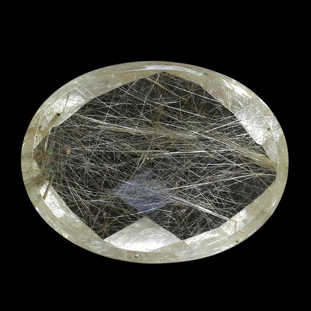 GOLDEN RUTILE QUARTZ CHECKER OVAL CAB 16X12MM 6.89 Cts.
