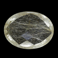 GOLDEN RUTILE QUARTZ CHECKER OVAL CAB 16X12MM 6.89 Cts.