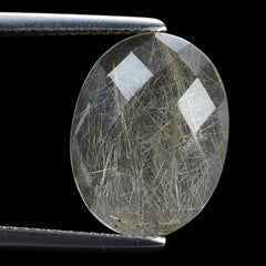 GOLDEN RUTILE QUARTZ CHECKER OVAL CAB 16X12MM 6.89 Cts.