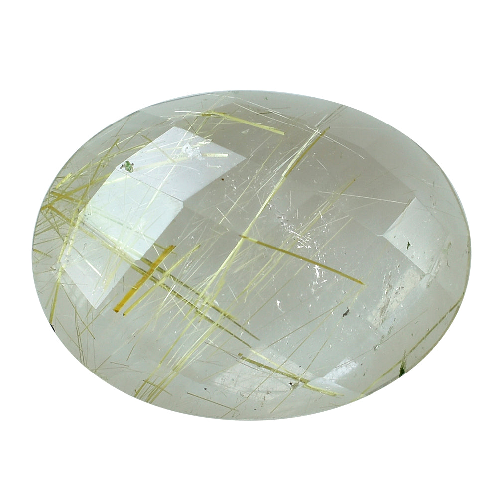 GOLDEN RUTILE QUARTZ CHECKER OVAL CAB 16X12MM 6.89 Cts.