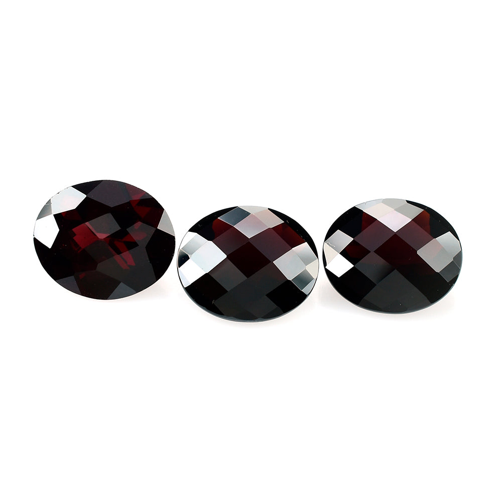 DARK RED GARNET CHECKER CUT OVAL  14X12MM 7.62 Cts.