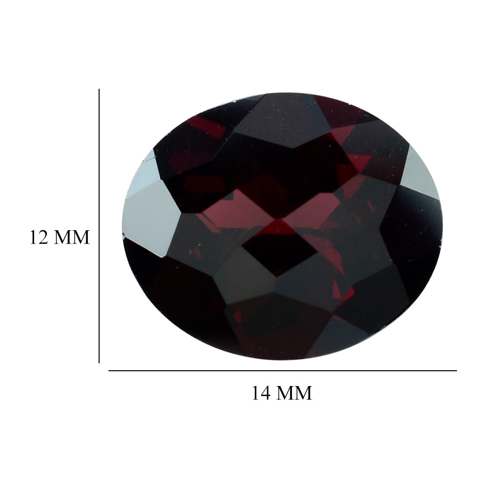 DARK RED GARNET CHECKER CUT OVAL  14X12MM 7.62 Cts.