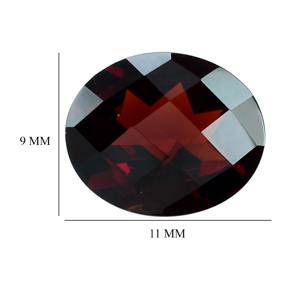 DARK RED GARNET CHECKER CUT OVAL 11X9MM 3.43 Cts.