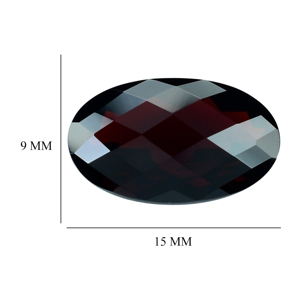 DARK RED GARNET CHECKER CUT OVAL 15X9MM 5.46 Cts.