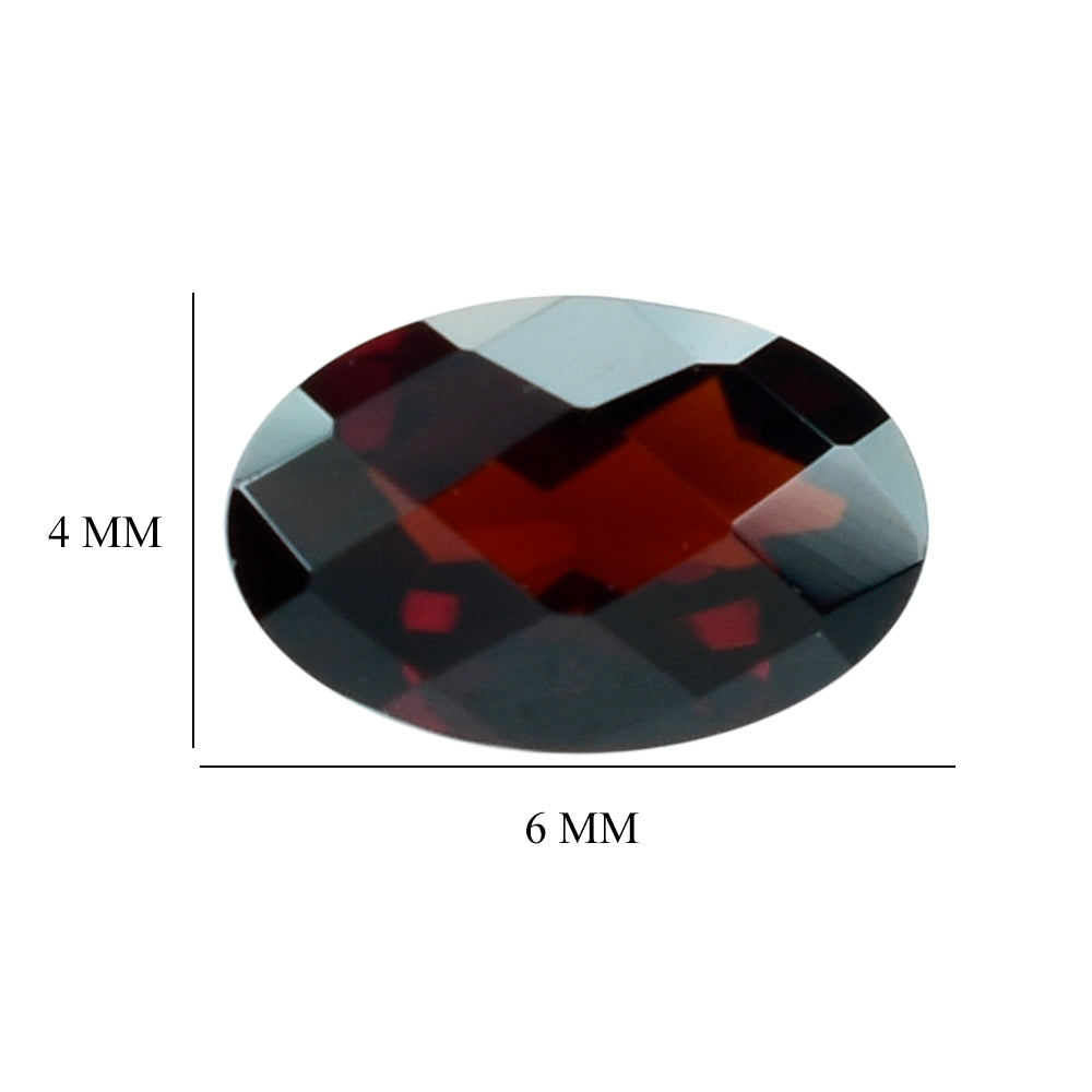 DARK RED GARNET CHECKER CUT OVAL 6X4MM 0.51 Cts.