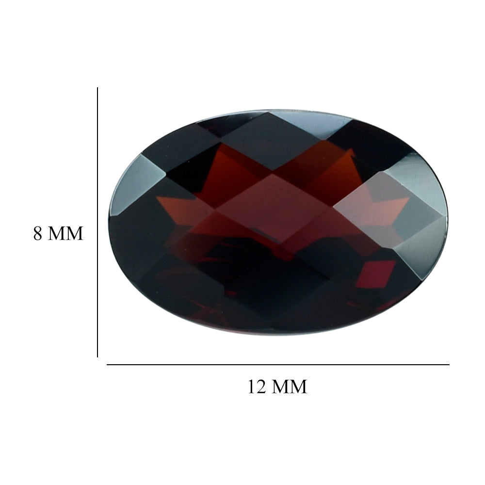 DARK RED GARNET CHECKER CUT OVAL 12X8MM 3.54 Cts.
