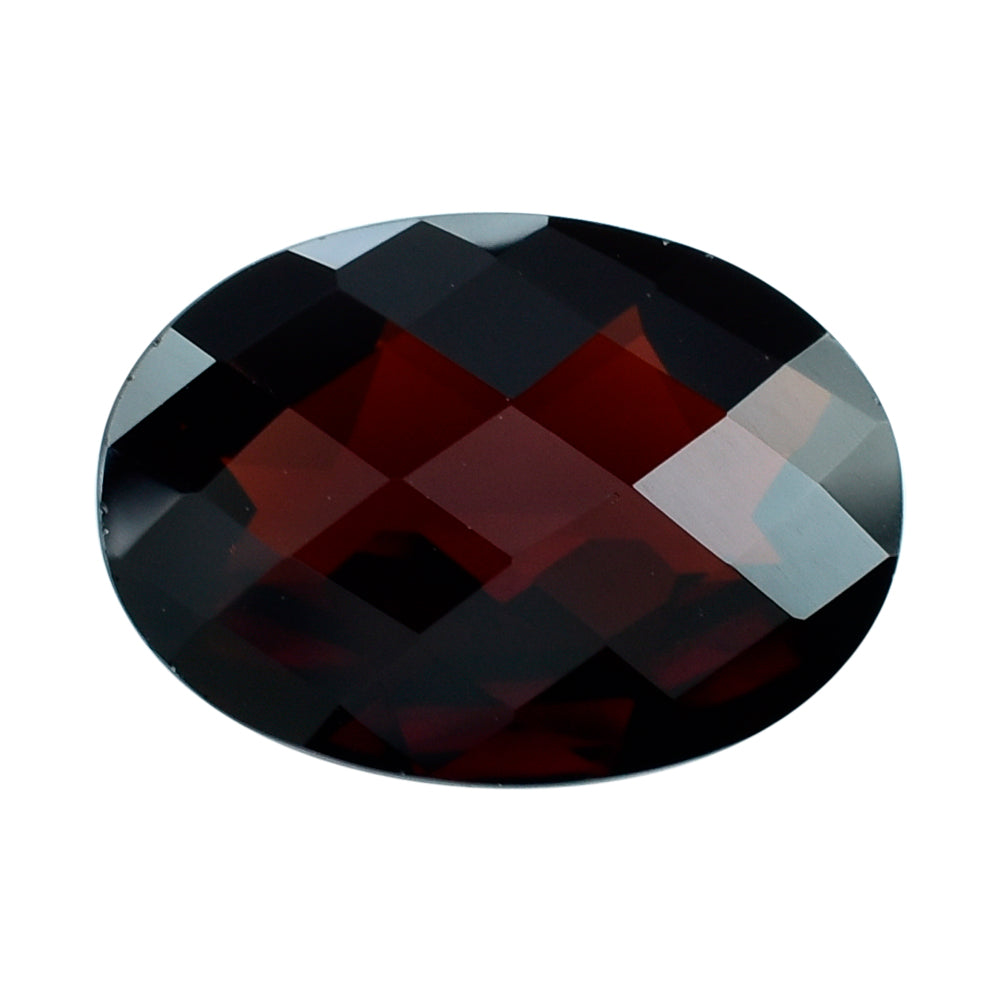 DARK RED GARNET CHECKER CUT OVAL 14X10MM 8.41 Cts.