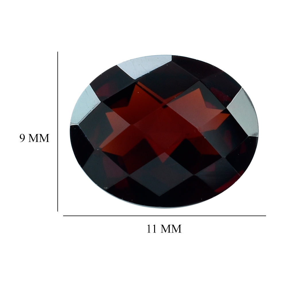 DARK RED GARNET CHECKER CUT OVAL 11X9 MM 4.06 Cts.