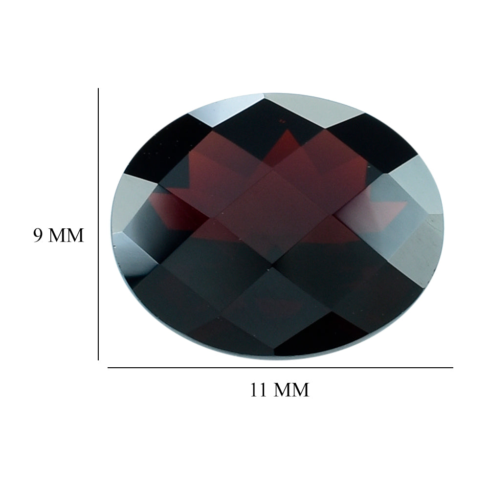 DARK RED GARNET CHECKER CUT OVAL 11X9MM 4.11 Cts.