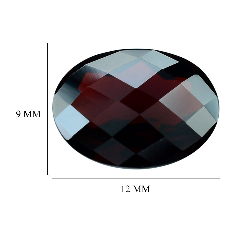DARK RED GARNET CHECKER CUT OVAL 12X9MM 4.25 Cts.