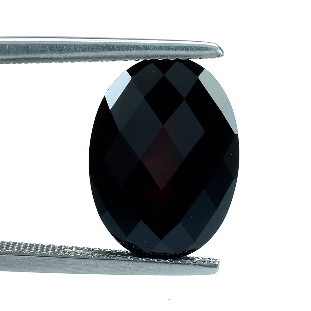 DARK RED GARNET CHECKER CUT OVAL 15X11MM 8.86 Cts.
