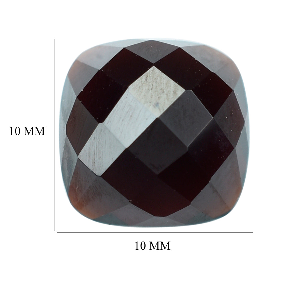 DARK RED GARNET CHECKER CUSHION CAB 10MM 6.20 Cts.