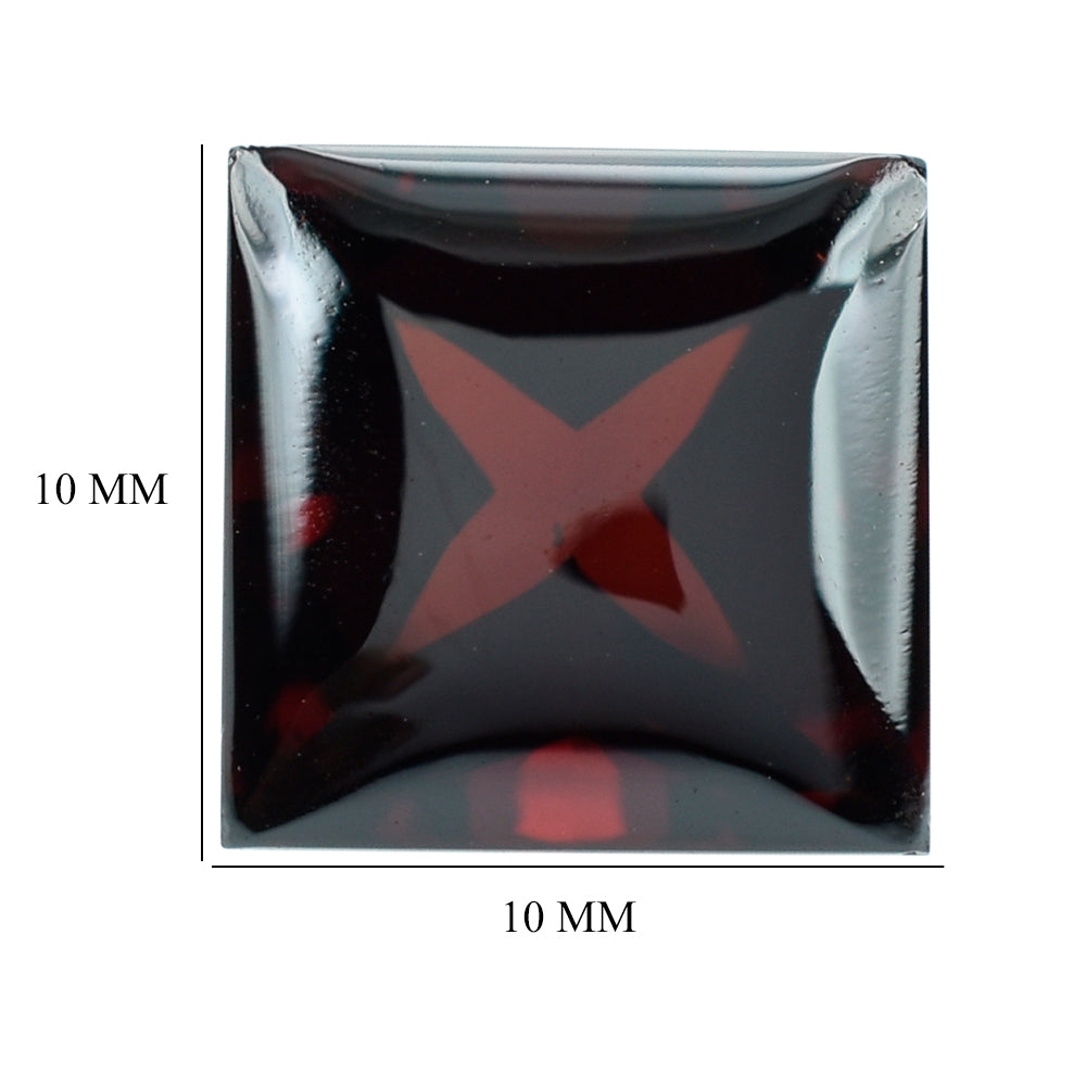 DARK RED GARNET BUFFTOP PRINCESS CUT SQUARE (MEDIUM) 10MM 6.21 Cts.
