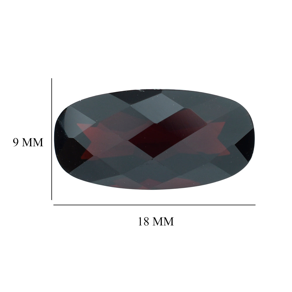 DARK RED GARNET CHECKER CUT BRIOLETTE CUSHION 18X9MM 8.50 Cts.