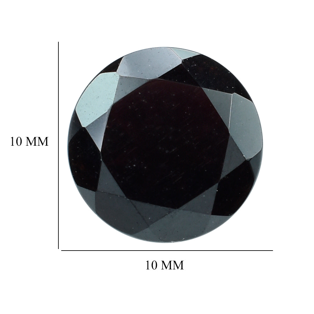DARK GARNET (BLACK) CUT ROUND 10MM 3.77 Cts.