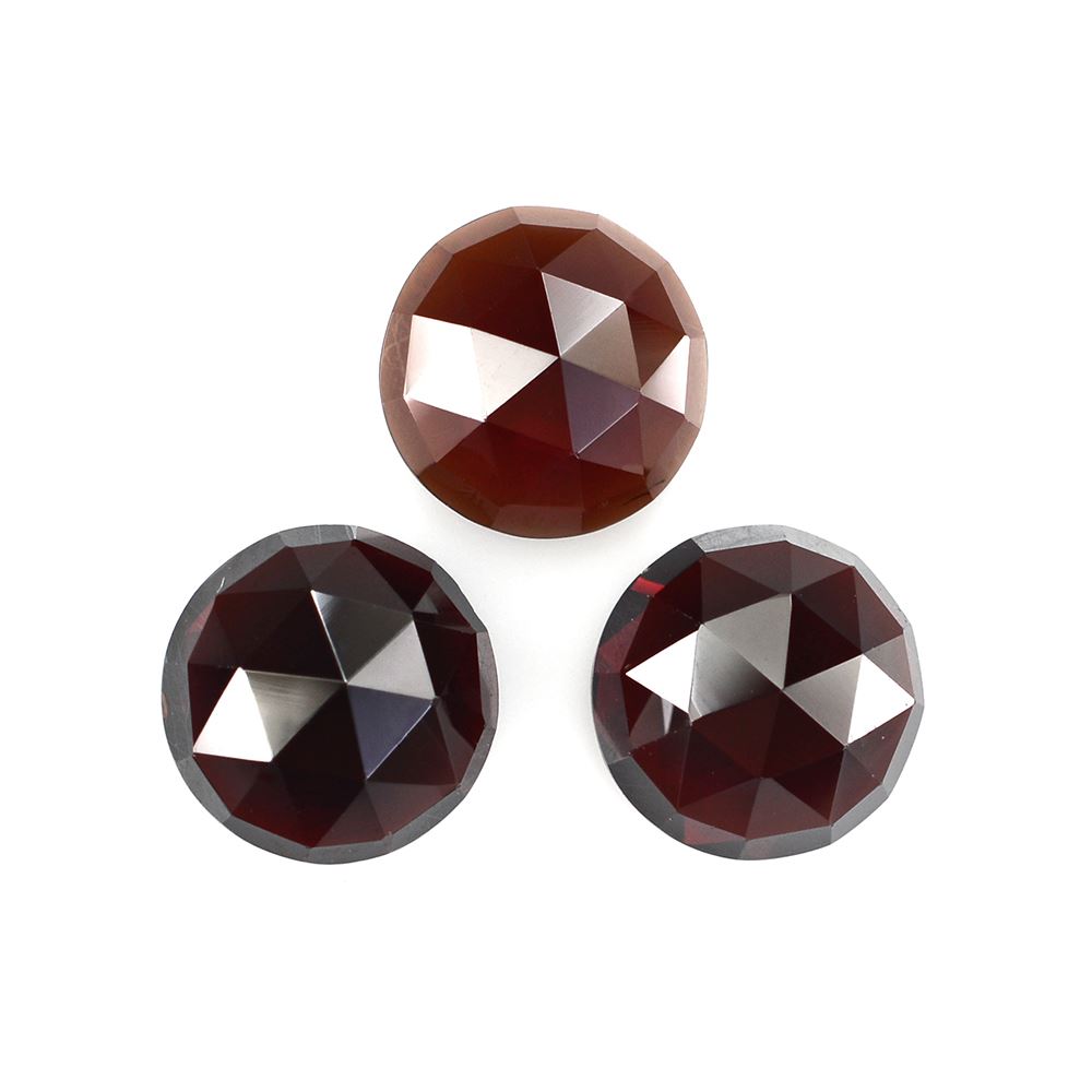 DARK RED GARNET ROSE CUT ROUND CAB 8MM 2.60 Cts.