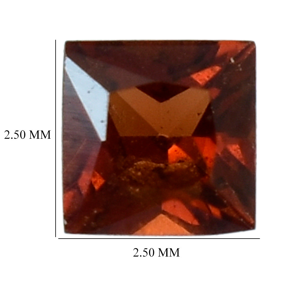 RED GARNET PRINCESS CUT SQUARE 2.50MM 0.12 Cts.