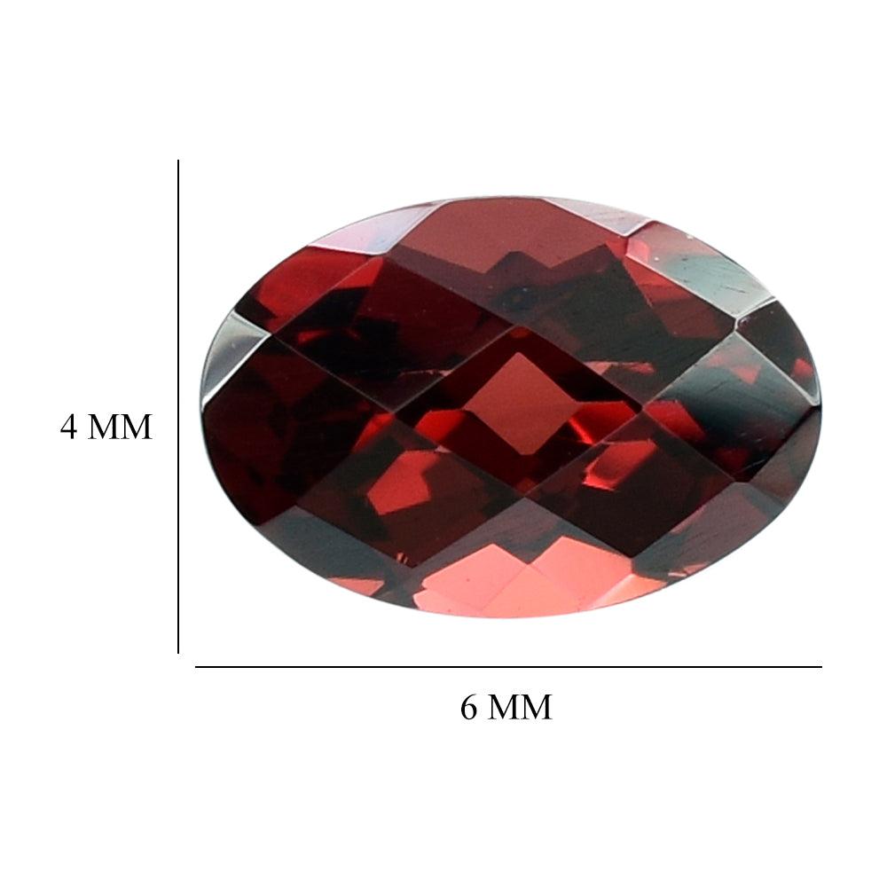 RED GARNET CHECKER CUT OVAL 6X4MM 0.70 Cts.