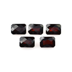 RED GARNET CHECKER CUT GEMSTONE BACK OCTAGON (DARK/CLEAN) 7X5MM 1.15 Cts.
