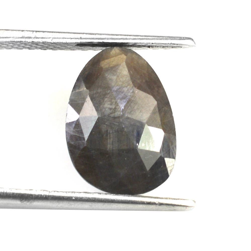 GREY SAPPHIRE ROSE CUT BRIOLETTE PEARISH 14X10MM 5.28 Cts.
