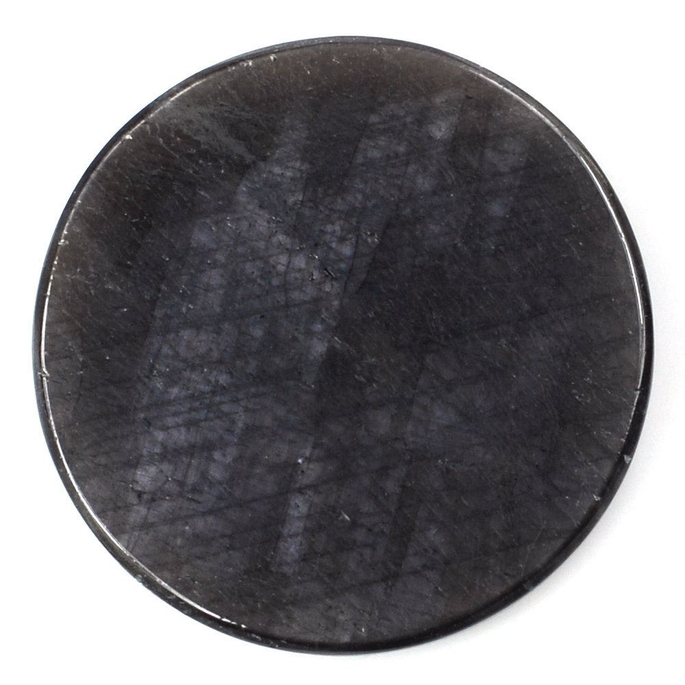 GREY SAPPHIRE CHECKER CUT ROUND CAB 20MM 13.52 Cts.