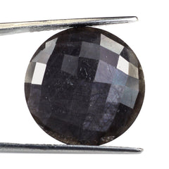 GREY SAPPHIRE CHECKER CUT ROUND CAB 20MM 13.52 Cts.