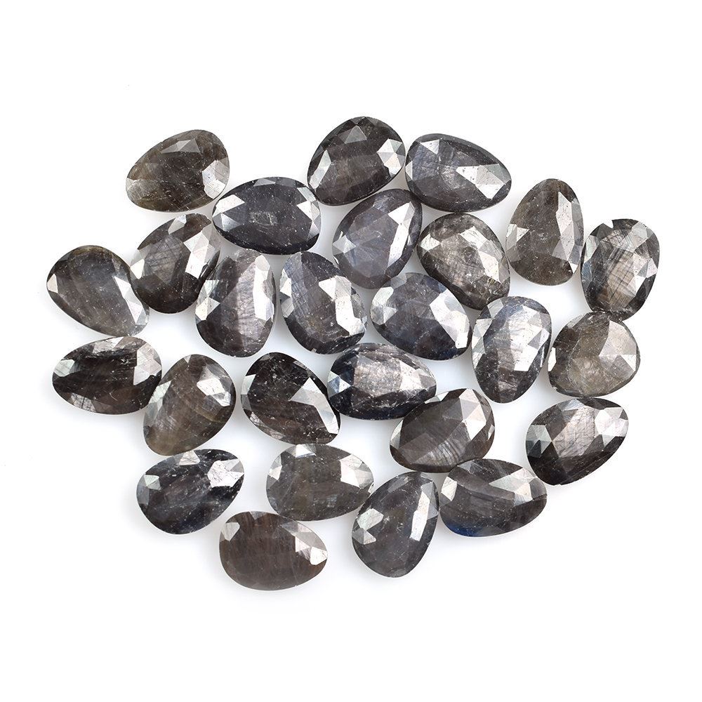 GREY SAPPHIRE ROSE CUT BRIOLETTE IRREGULAR PEARISH 14X10MM 5.41 Cts.