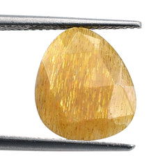 GOLDEN SUNSTONE ROSE CUT BRIOLETTE TRILLIANISH 13X11MM 3.45 Cts.