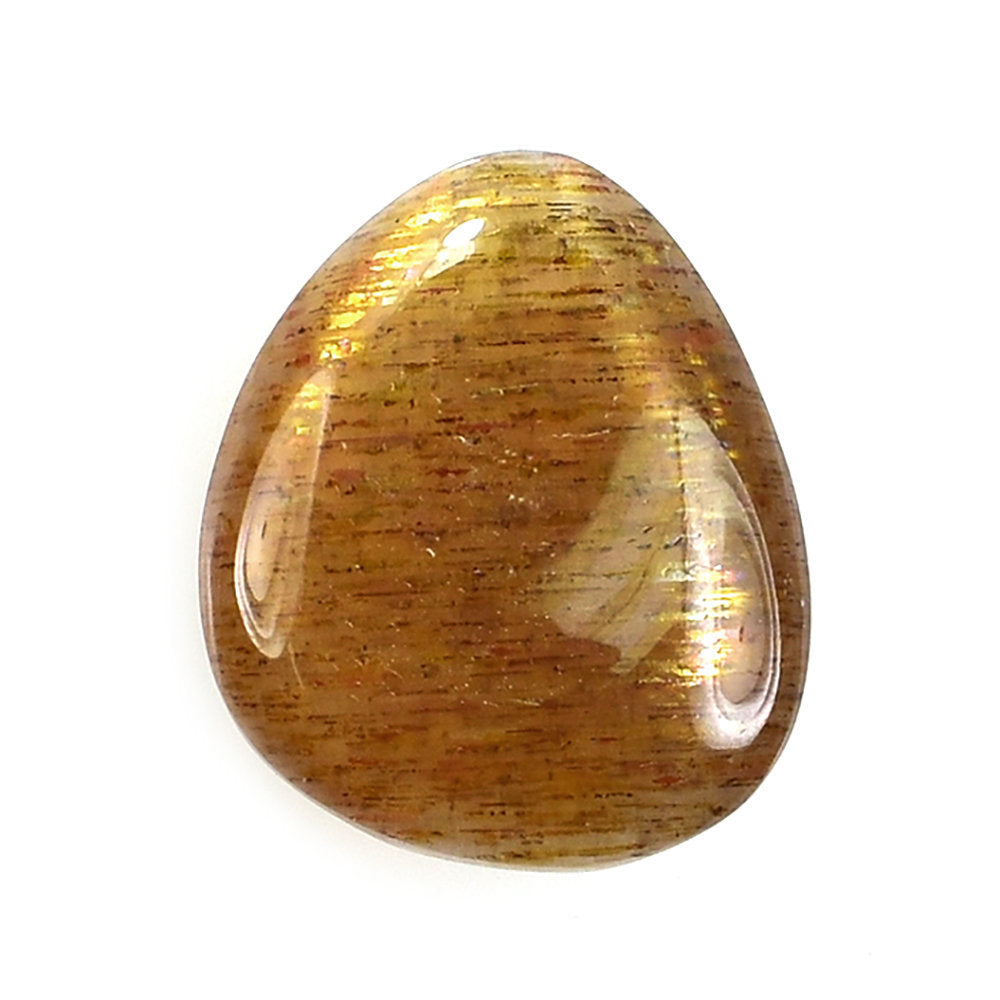 GOLDEN SUNSTONE ROSE CUT TOP PLAIN BACK TRILLIONISH 13X11MM 6.25 Cts.