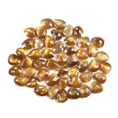 GOLDEN SUNSTONE ROSE CUT TOP PLAIN BACK TRILLIONISH 13X11MM 6.25 Cts.