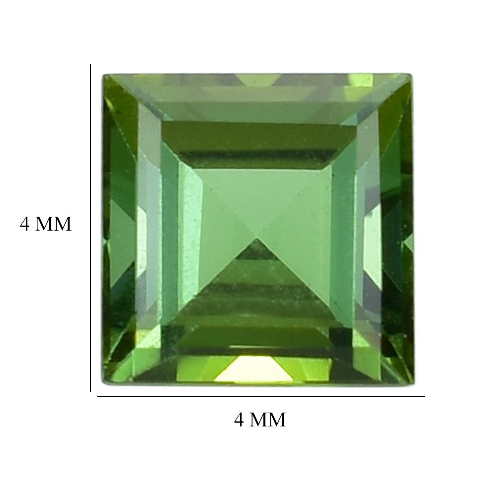 NEW GREEN TOURMALINE CUT SQUARE 4MM 0.35 Cts.