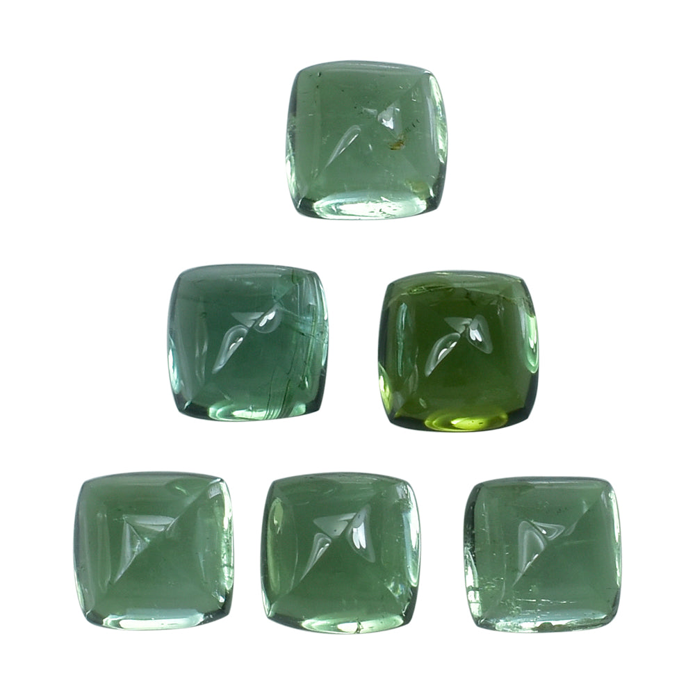 GREEN TOURMALINE (OPEN COLOR) (SI) SUGARLOAF CUSHION CAB (FLAT BOTTOM) 5MM (TH. 3.25-3.65MM) 0.77 Cts.