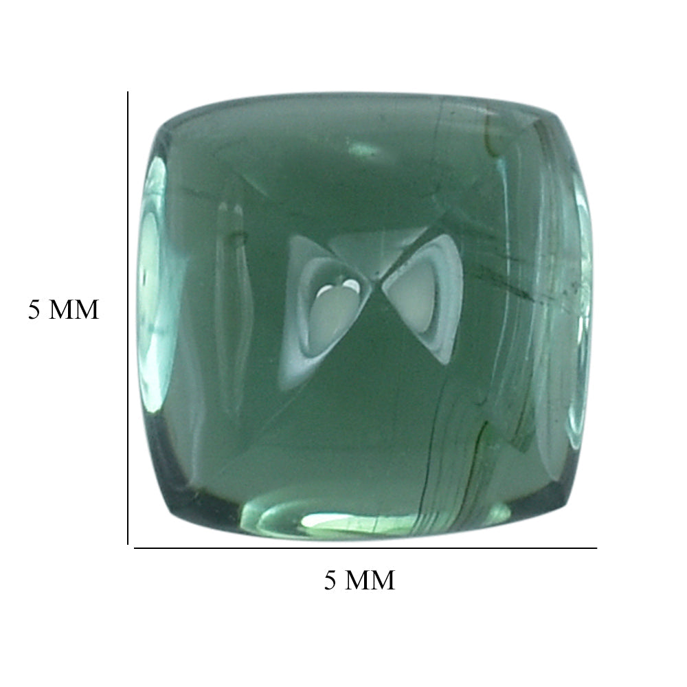 GREEN TOURMALINE (OPEN COLOR) (SI) SUGARLOAF CUSHION CAB (FLAT BOTTOM) 5MM (TH. 3.25-3.65MM) 0.77 Cts.