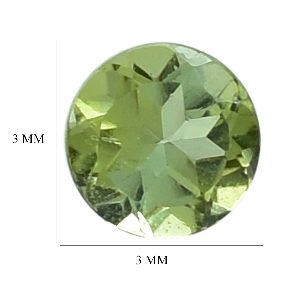 NEW GREEN TOURMALINE CUT ROUND 3MM 0.11 Cts.