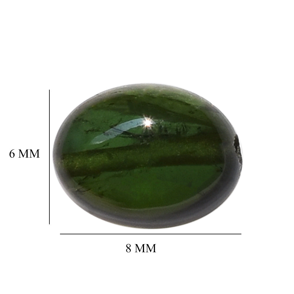 GREEN TOURMALINE PLAIN TUMBLE (FULL DRILL) 8X6MM 1.89 Cts.