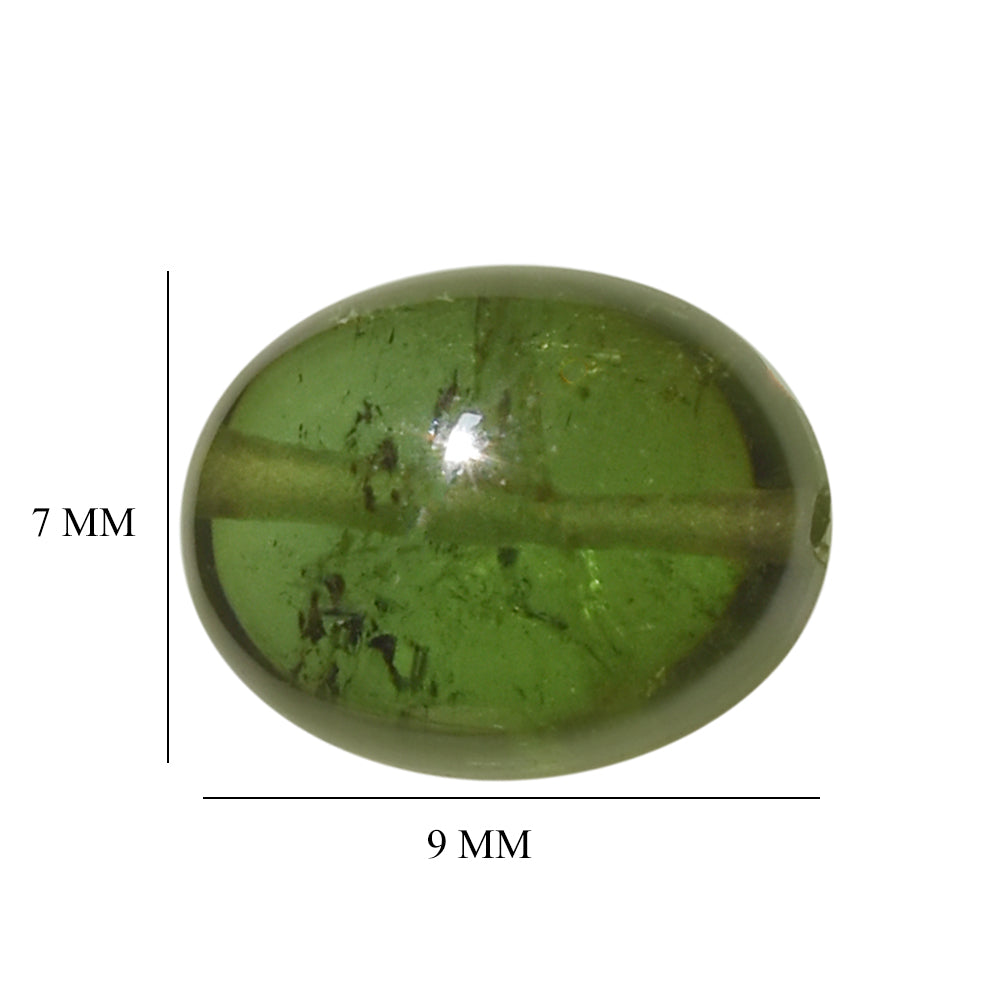 GREEN TOURMALINE PLAIN TUMBLE (FULL DRILL) 9X7MM 2.71 Cts.