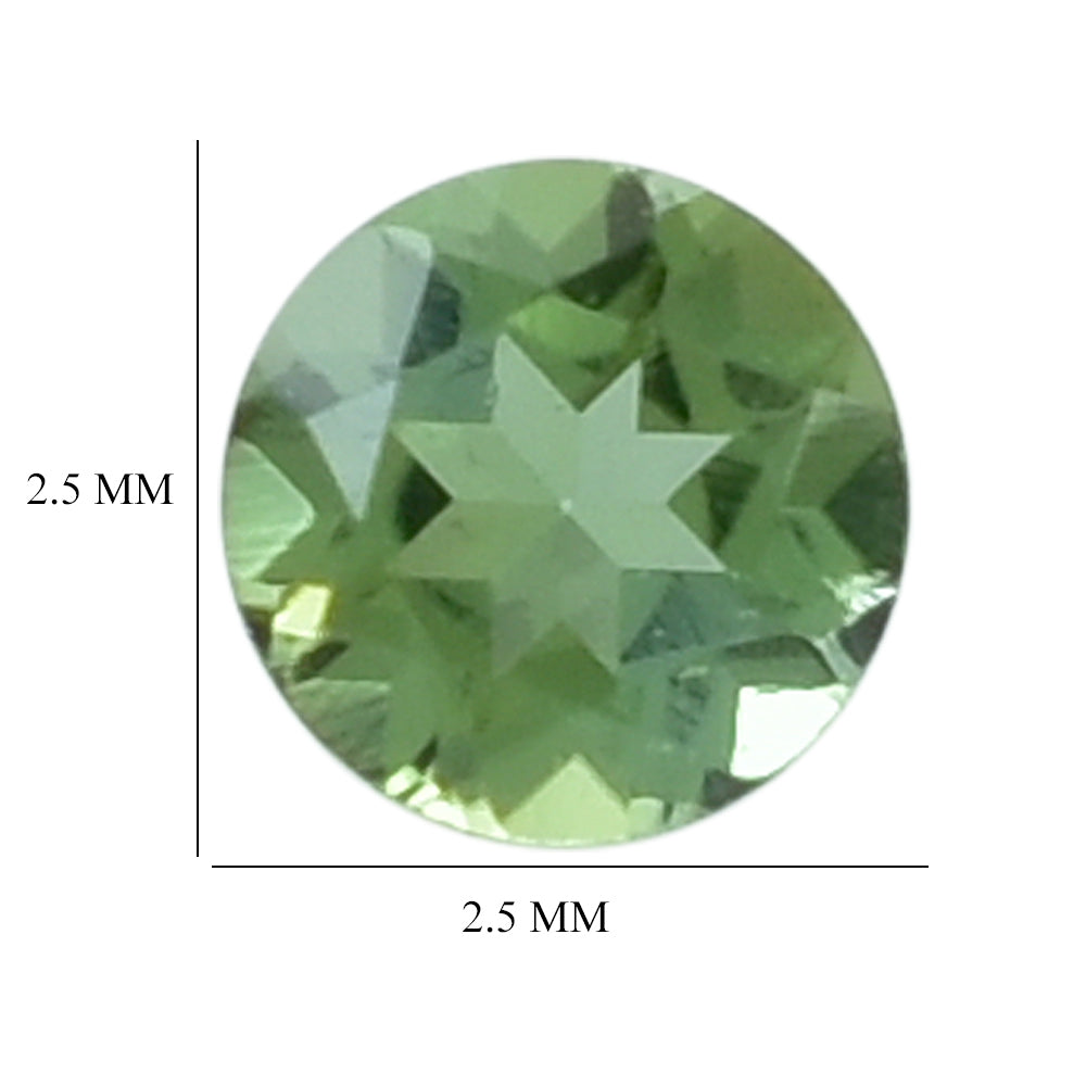 GREEN TOURMALINE CUT ROUND (LITE/CLEAN) 2.50MM 0.07 Cts.