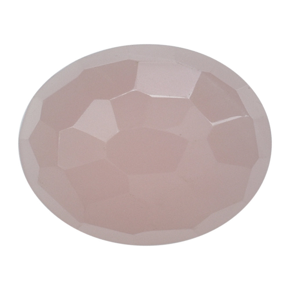 GUAVA QUARTZ IRREGULAR FACETED OVAL CAB 10X8 MM 2.42 Cts.