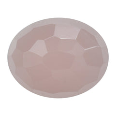 GUAVA QUARTZ IRREGULAR FACETED OVAL CAB 10X8 MM 2.42 Cts.