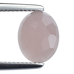 GUAVA QUARTZ IRREGULAR FACETED OVAL CAB 10X8 MM 2.42 Cts.