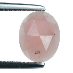 GUAVA QUARTZ ROSE CUT OVAL CAB 10X8MM 2.38 Cts.