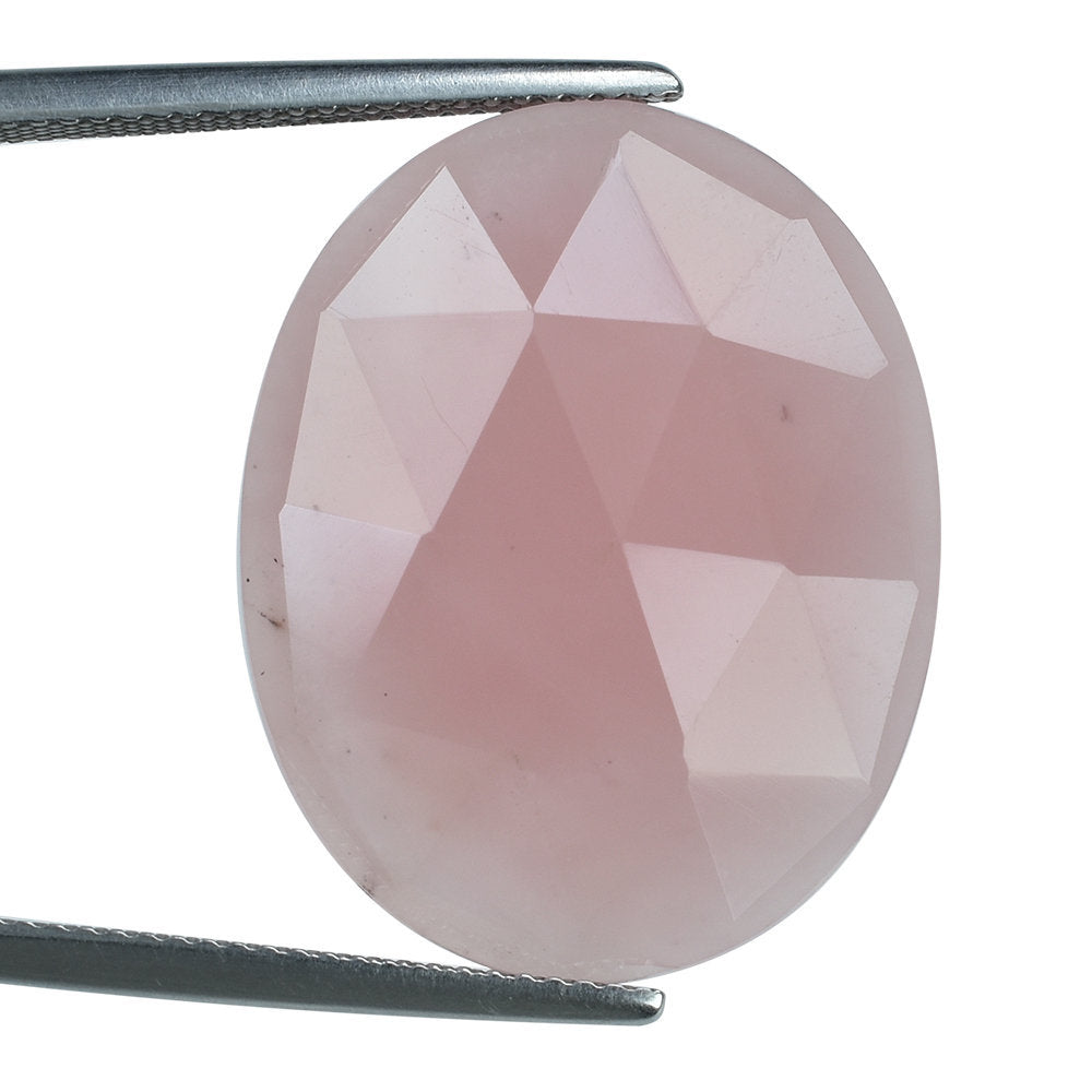 GUAVA QUARTZ ROSE CUT OVAL CAB (FLAT) 25X20MM 16.45 Cts.