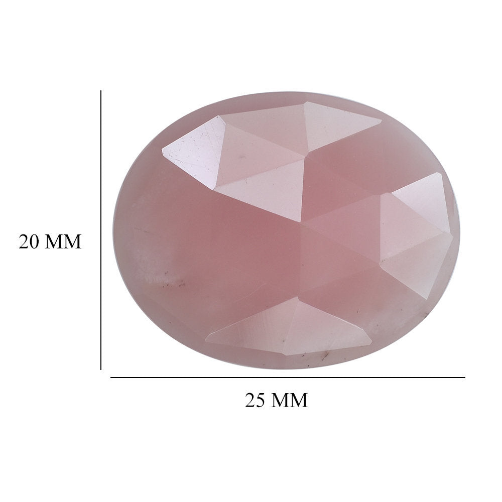 GUAVA QUARTZ ROSE CUT OVAL CAB (FLAT) 25X20MM 16.45 Cts.