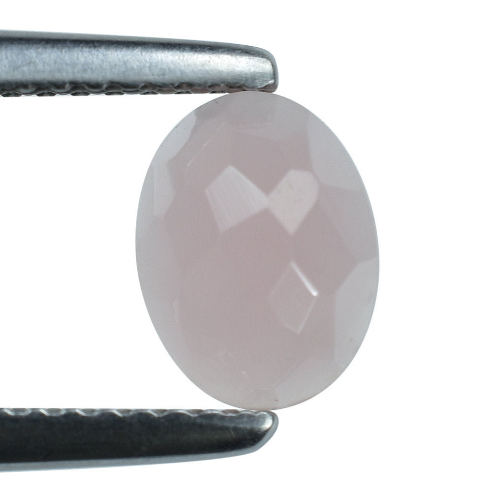 GUAVA QUARTZ IRREGULAR FACETED OVAL CAB 8X6MM 1.06 Cts.