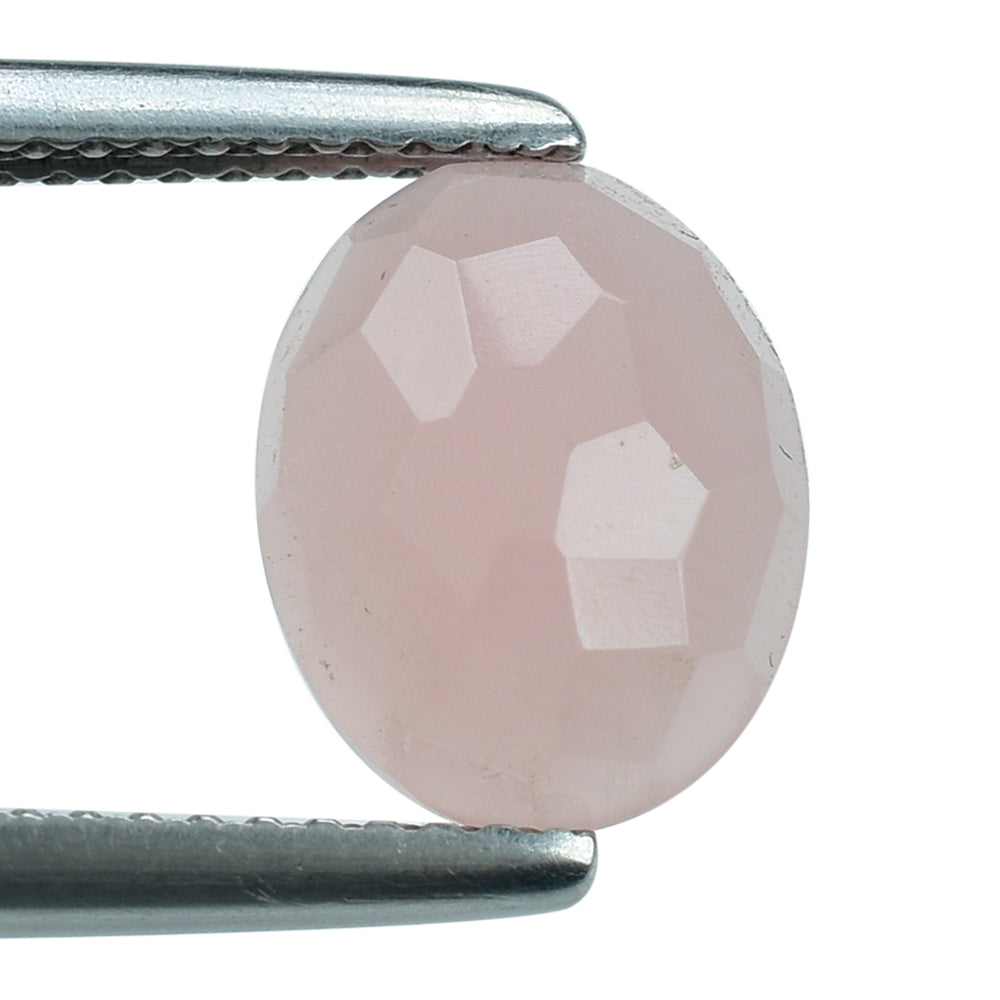 GUAVA QUARTZ IRREGULAR FACETED OVAL CAB 10X8MM 2.39 Cts.