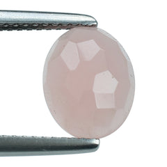 GUAVA QUARTZ IRREGULAR FACETED OVAL CAB 10X8MM 2.39 Cts.