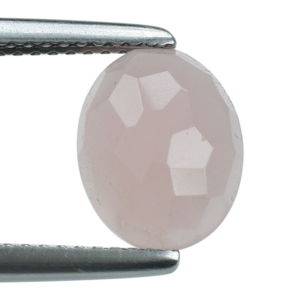 GUAVA QUARTZ IRREGULAR FACETED OVAL CAB 10X8MM 2.39 Cts.