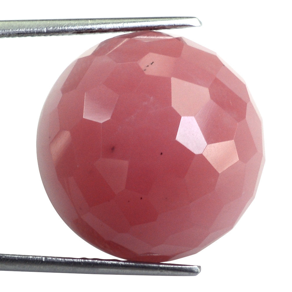 GUAVA QUARTZ IRREGULAR FACETED ROUND CAB 20MM 28.46 Cts.