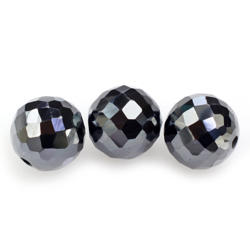 HEMATITE CHECKER CUT BALLS (HALF DRILL 0.80MM) 7MM 4.50 Cts.